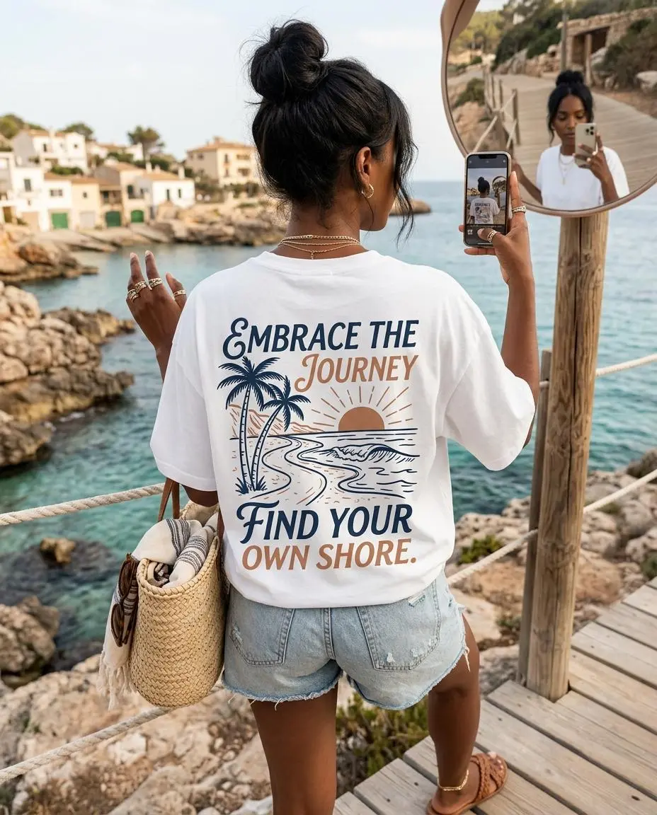 Embrace the Journey Quote Womens Organic Cotton Graphic Tee
