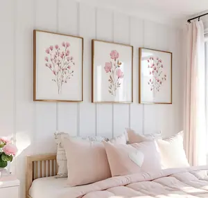 Floral Wall Art Set, Wildflower Nursery Prints, Pink Nursery Wall Decor, Girls Floral Prints, Botanical Wall Art, Floral Watercolor Prints