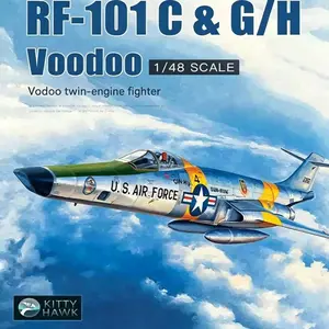 Kitty Hawk 1/48 Scale RF-101C&g/h Voodoo Assembly Model Kit, Detailed Aircraft Hobbyist Build Set, Precision Engineering Craftsmanship