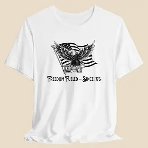 Women's Freedom Fueled Eagle Streetwear Short-Sleeve Jersey T-Shirt, Bella+Canvas 3001, Casual Fabric