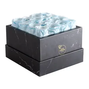 16 Baby Blue Roses - Black Marble Box