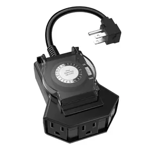 Outdoor Timer Outlet , 24 Hour Mechanical Light Timer Outdoor, 2 Grounded Outlets for  and Garden, 15A 1/2HP, Heavy Duty, ETL Listed (1 Pack) (1 Pack)