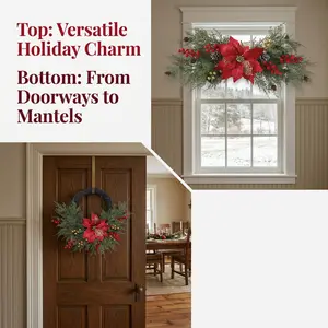 Christmas Wreath Front Door Decor, Artificial Vine Wreath, Outdoor Garden Hanging Decoration