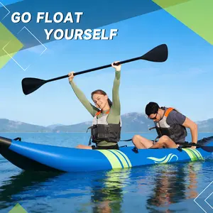 Tandem Inflatable Kayak, 12.5FT 2-Person Kayak with Glow-in-the-Dark Hull, 507LBS Capacity, 2 Aluminum Paddles, 2 Padded Seats, Hand Pump, Carry Bag, Portable Fishing Touring Kayak for Adults#summervibes