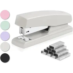 Stapler, Desktop Staplers with 640 Staples, Office Stapler, 25 Sheet Capacity, White