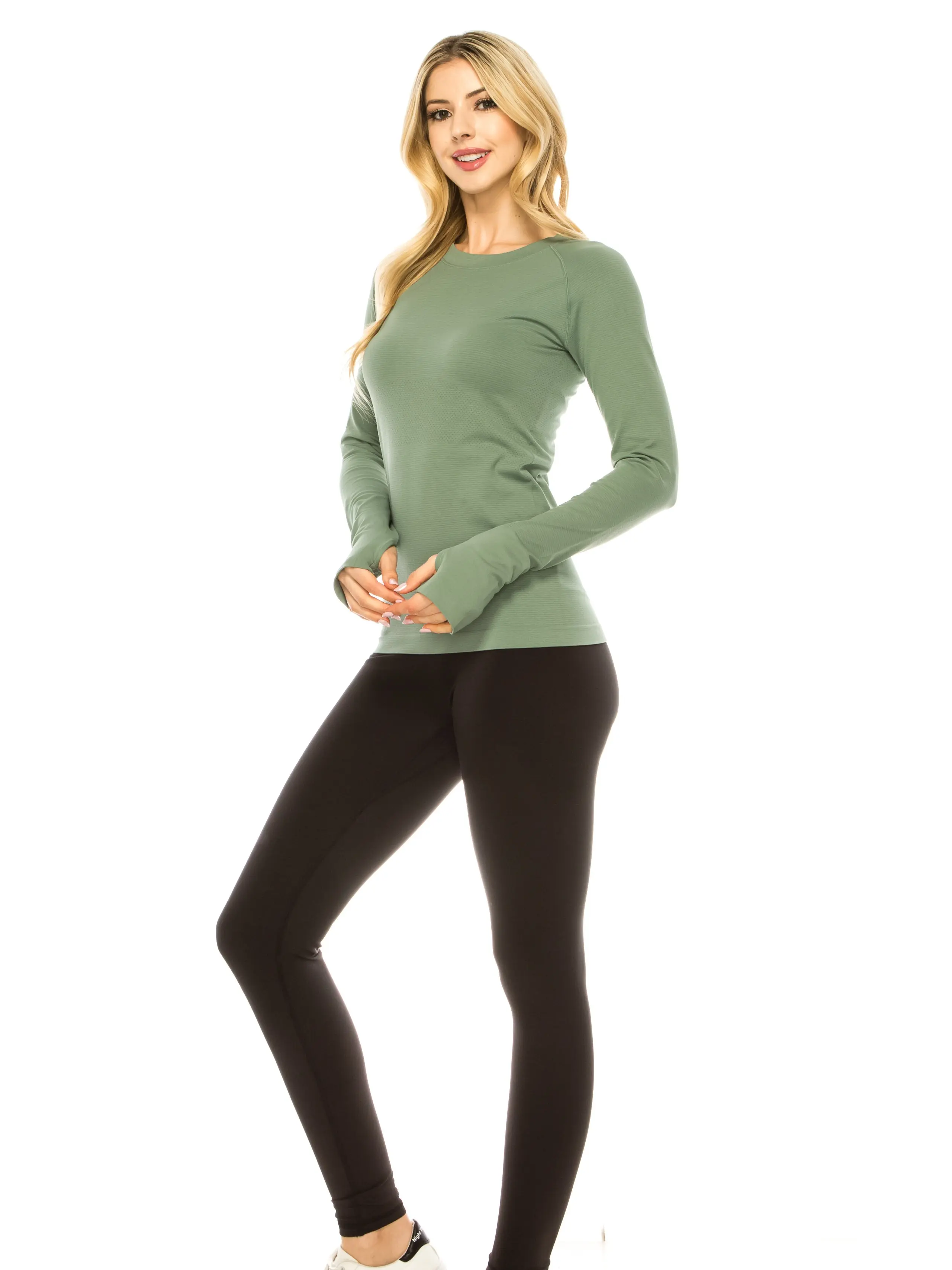 ANNVA USA Women's Breathable Long Sleeve Slim Fit Lightweight Workout Shirt