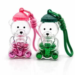 Transparent Bear Keychain Ornament, Cute Glitter Resin Teddy Bear Doll Pendant, Creative Bag Charm & Car/Home Decorative Accessory