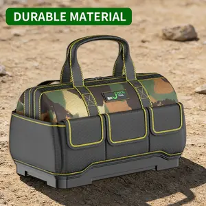 1 large capacity canvas tool bag |     14/16/18/ 21inch , Durable Thickened Canvas, Repair Tool Storage, Portable, Suitable for Electrical Air Conditioners, Comes with Shoulder Strap, Green, OUDISI Brand
