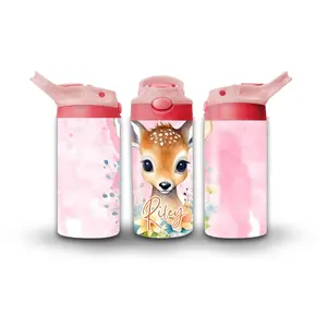 Personalized Baby Fawn Kids Tumbler / Sippy Cup | Custom Name Water Bottle | Gift for Boys & Girls | School | Sports | Everyday Use