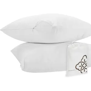 100% Organic Cotton Breathable Pillow Protectors GOTS Certified with Zipped Closure – Standard 20 x 26 inches 2-Pack