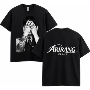 180g[100%cotton]Vintage Boys Arirang World Tour 2026 Shirt, Retro Black & White Aesthetic Shirts, RM Jin Suga J Hope Jimin V Jung Kook Lightweight Cotton Tee, Gift Merch For KPOP Army Fans