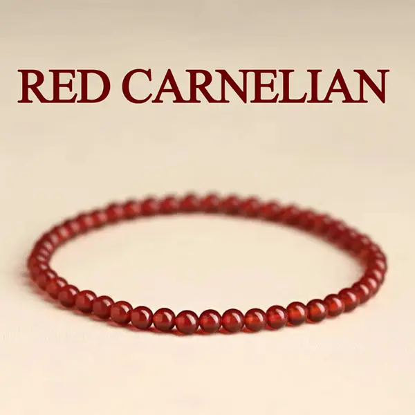 Red Carnelian Crystal Bracelets Round Beads Stones Healing Stretch Bracelets Energy Handmade Crystal Bracelet for Women Men