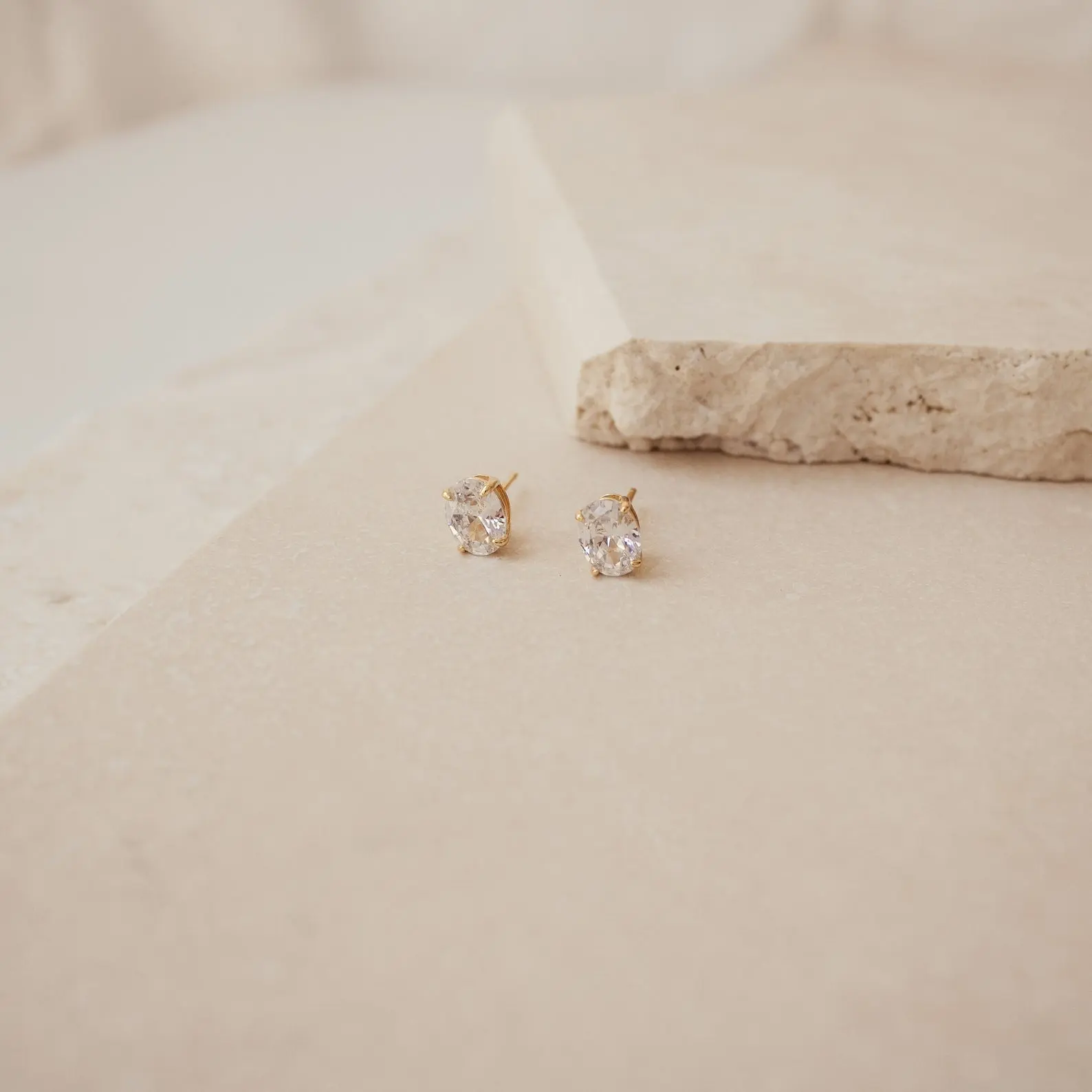 Oval Diamond Studs by Caitlyn Minimalist - Dainty Oval Cut Diamond Stud Earrings - Minimalist Earrings - Bridesmaid Earrings - Gift for Her