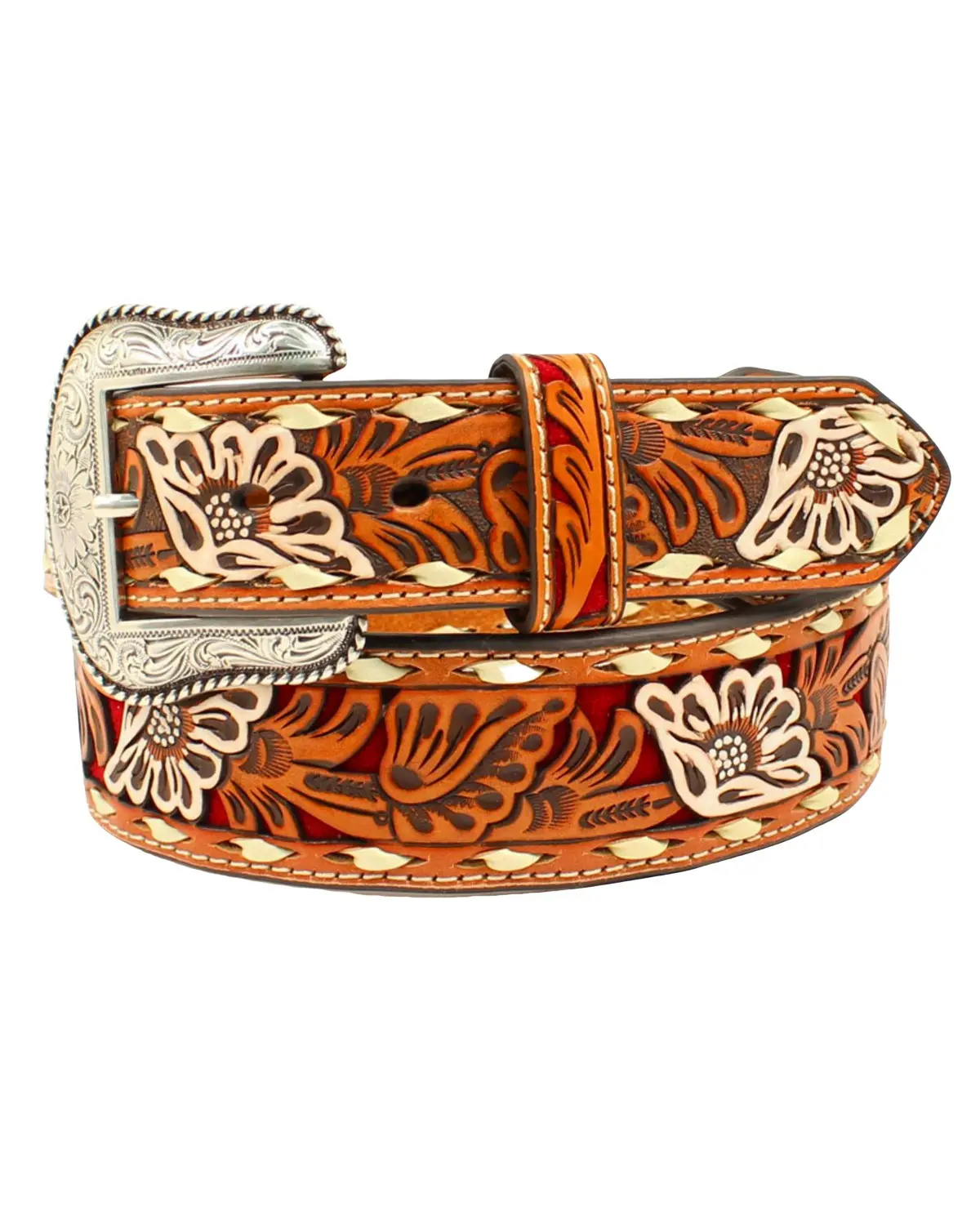 Nocona Belt Co. Men's Men'S Inlay Floral Embossed Western - N2413004