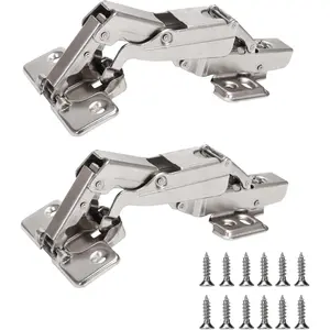 165  Kitchen Cabinet Hinges (1 Pair, 2 count) Concealed Hydraulic Adjustable Mounting, Soft Closing Nickel-Plated Steel Buffer Dampers for Frameless Cabinet Doors(Fixed Full Overlay)