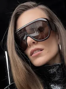 Vintage Large Frame Sunglasses, Trendy Styling Sunglasses, Uv400 Protection, Windproof Sun Glasses for Cycling and Hiking, Casual All Season Accessory