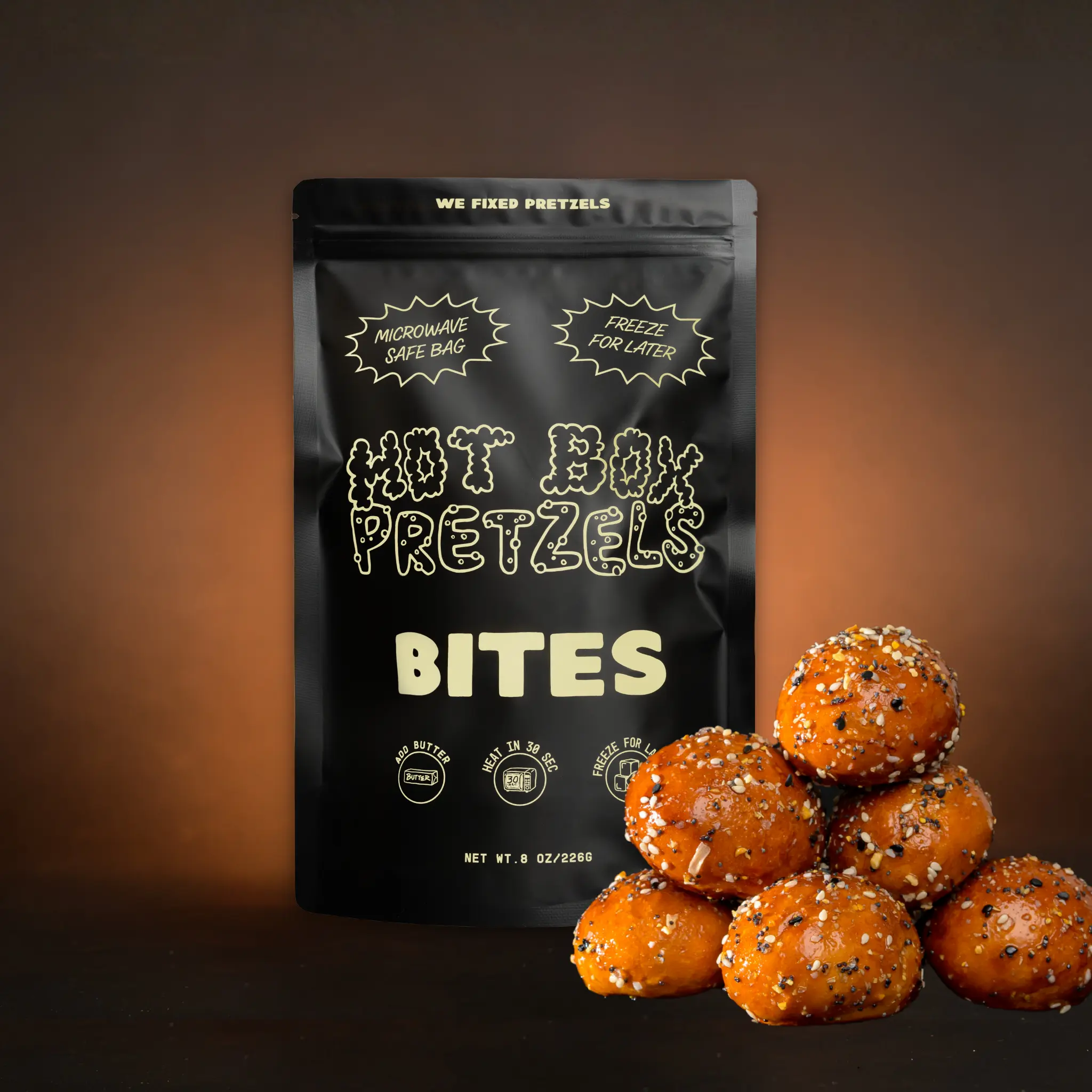 Everything Bagel Soft pretzel Bites Bag (14 bites per bag)