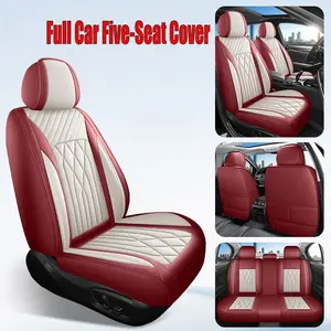 Full Car Five-Seat PU Leather Seat Covers, All-Season Full Enclosure, Universal Fit for Most Cars, Suvs, Best Gift for Drivers