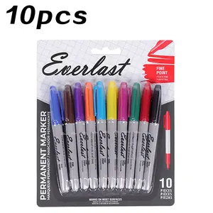 Permanent Marker Pen Set, 10pcs/set Fine Point Marker Pen, Multipurpose Marker Pen for Wood, Ceramic, Glass, Stone, Canvas, Paper, Rock Painting