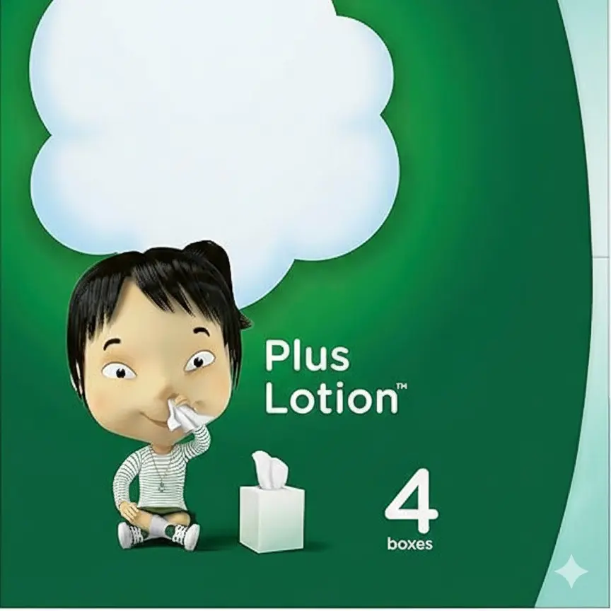 Soothing Facial Tissues with Lotion, Cube Boxes, 4 Pack, Soft & Gentle, 192 Total Tissues Wipes