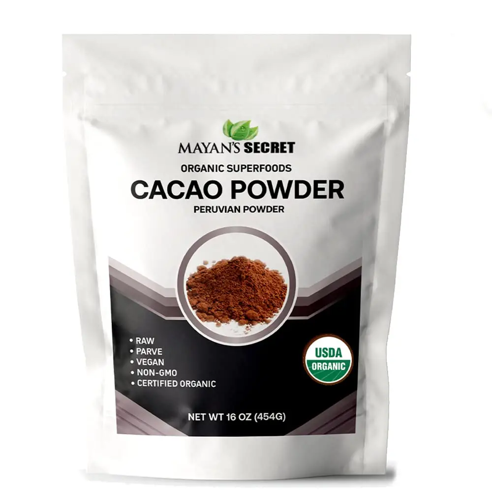 Mayan’s Secret = 1lb Organic Cocoa Powder Unsweetened Raw Cacao Powder Organic for Smoothie, Coffee and Drink Mixes Beverage Flavor