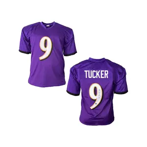 Justin Tucker Autographed Pro Style Purple Football Jersey (Beckett)