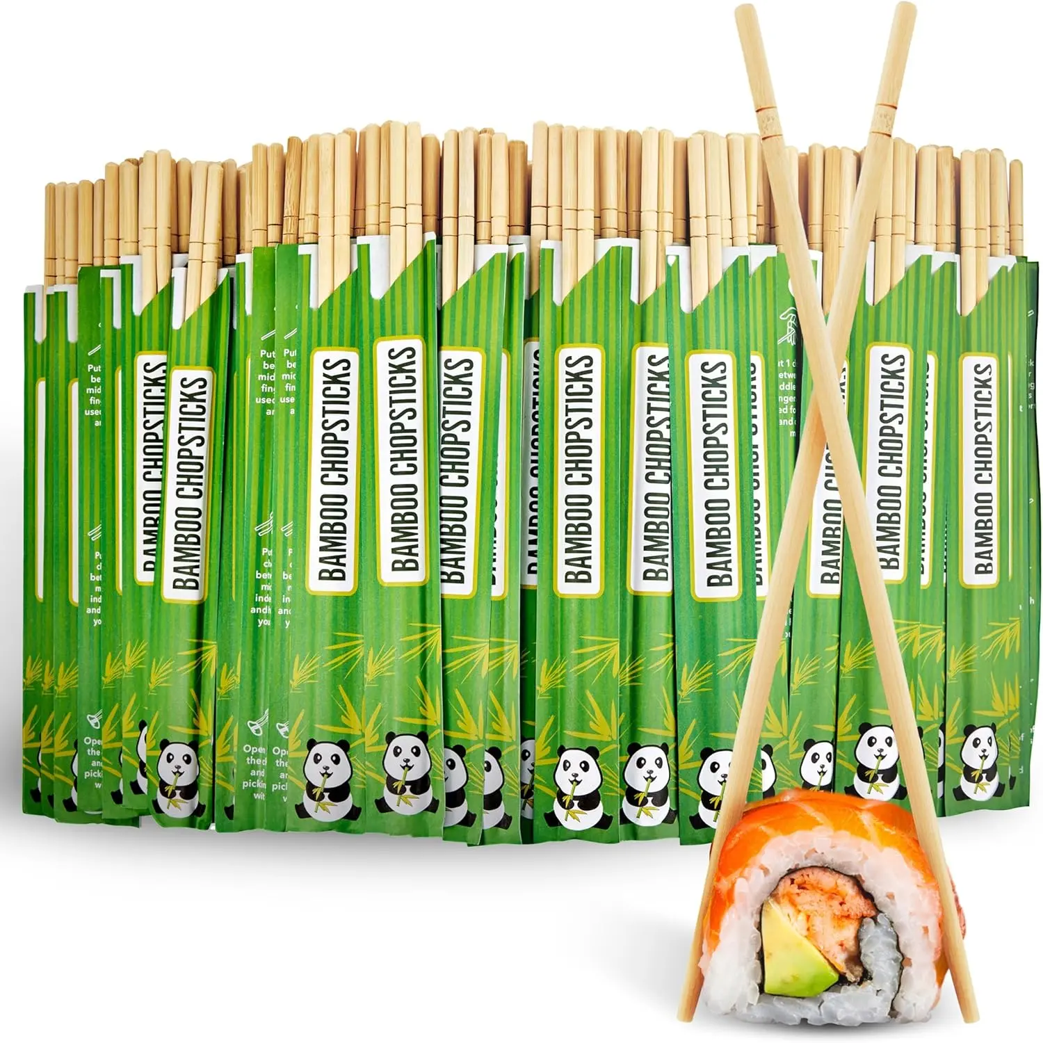 (100 Pack) Disposable Bamboo Chopsticks, Wooden Separated and Wrapped Chopsticks for Chinese Food, Sushi, Takeout and Delivery