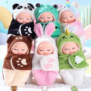 6 Mini-Sized Sleep Simulation Rebirth Dolls with Interchangeable Sleepwear Sets Soft PVC Material Perfect for Parties Birthdays Girls Children Festivals Cute Animal Dolls