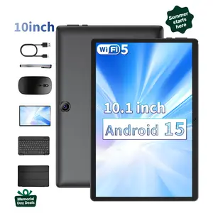 【TikTokShopMemorialday】10.1" Android 15 Tablet with Keyboard, Stylus, Mouse & Case – 64GB ROM, Dual Camera,6000mAh Battery