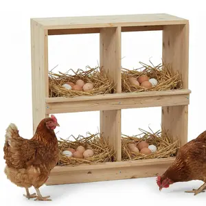 Wooden Chicken Nesting Box, 2-Tier Wall-Mounted Nest Box with 4 Compartments, Comfortable Egg Laying Box for Backyard Coop and Poultry Farm