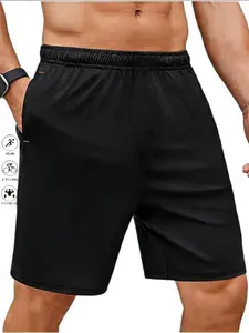 Men's Loose Fitness Shorts, Quick-Dry, Adjustable Elastic Waist, Deep Side Pockets, Ideal for Gym, Running, and Casual Wear
