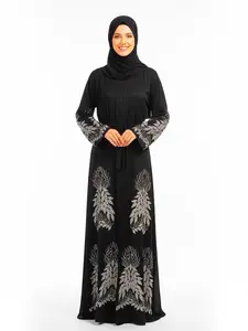 Abaya Silver Rhionestone - Elegant Silver Color with Rhionestone Detail Women's Clothing