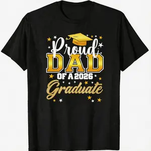 Women's 2026 Graduation Casual Short-Sleeve T-Shirt, Streetwear Style, Natural Fabric, Proud Dad of a 2026 Graduate Design