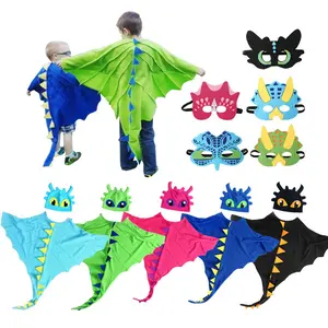 Dinosaur Cloak, Hat, and Mask Children's Costume for Performances, Halloween, Christmas Cosplay Outfits, Festive Party Stage Performance Costume, Children's Role Play, Dress-up Costume