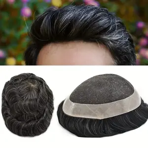 "🔥 NEW! Real Human Hair Toupee for Men - Fine Mono Lace & Durable PU Patch! 💧 Water Wave Style for Business & Fashion! #1B30/#1B/#2/#4 Colors! #HairProsthesis #MensStyle"