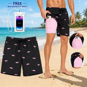 Men’s Casual 2-in-1 Swim Shorts with Athletic Support Layer Relaxed Comfort Fit and Practical Storage Pockets Designed for Summer Travel Swimming Running Training Beach Outings and Everyday Active Lifestyle Wear