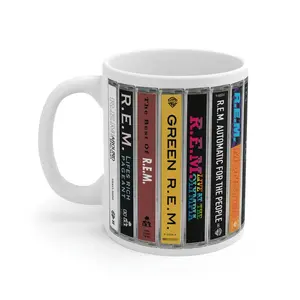 R.E.M.-Inspired Cassette Albums Mug | Retro Alternative Rock Tape Style Coffee Cup