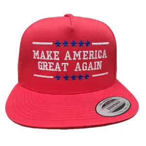 Make America Great Again Mesh Flat Bill Snapback Adjustable Trucker Hat Cap Red