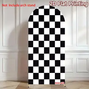 Black White Checkered Racing Arch Backdrop Double-Sided Spandex Fabric for Boy's Birthday Party Baby Shower Photo Background Party Background Decoration