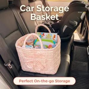 Large Capacity Floral Car Storage Basket - Multi-Purpose Backseat-Trunk Organizer, Machine Washable Travel Tote for Clothes, Daily Essentials (Ideal for Graduation, Father’s Day)