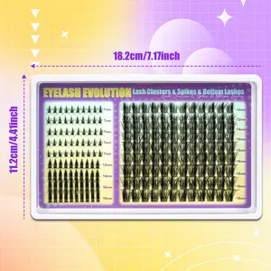198Pcs C-curve manga spiky flower eyelash Kit with mixed lengths of 7-18mm, featuring spiky design included glue and tweezers. This versatile, reusable set creates soft, natural anime-inspired makeup suitable for various occasions and as a gift.