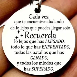 1pc Silver-Color Round Shaped Spain Pendant Keychain For Men & Women, Stainless Steel Car Key Decoration Gift Souvenir Car Accessories Bag Charm School Letter Cute Goth Y2k,Suitable for Birthdays, Mother'S Day, Christmas, Valentine'S Day