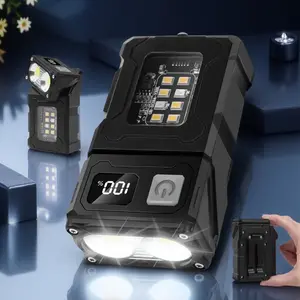 Multi Angle COB LED Flashlight, Magnetic Camping Light, Waterproof Durable Tactical Warning Light, Portable Keychain Torch, Long Range Spotlight for Emergency Home Car, Adjustable Tactical Flashlight