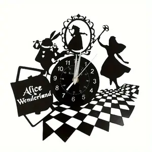 Alice in Wonderland Wall Clock - Vinyl Record Wall Clock - Gift Decor Retro Room