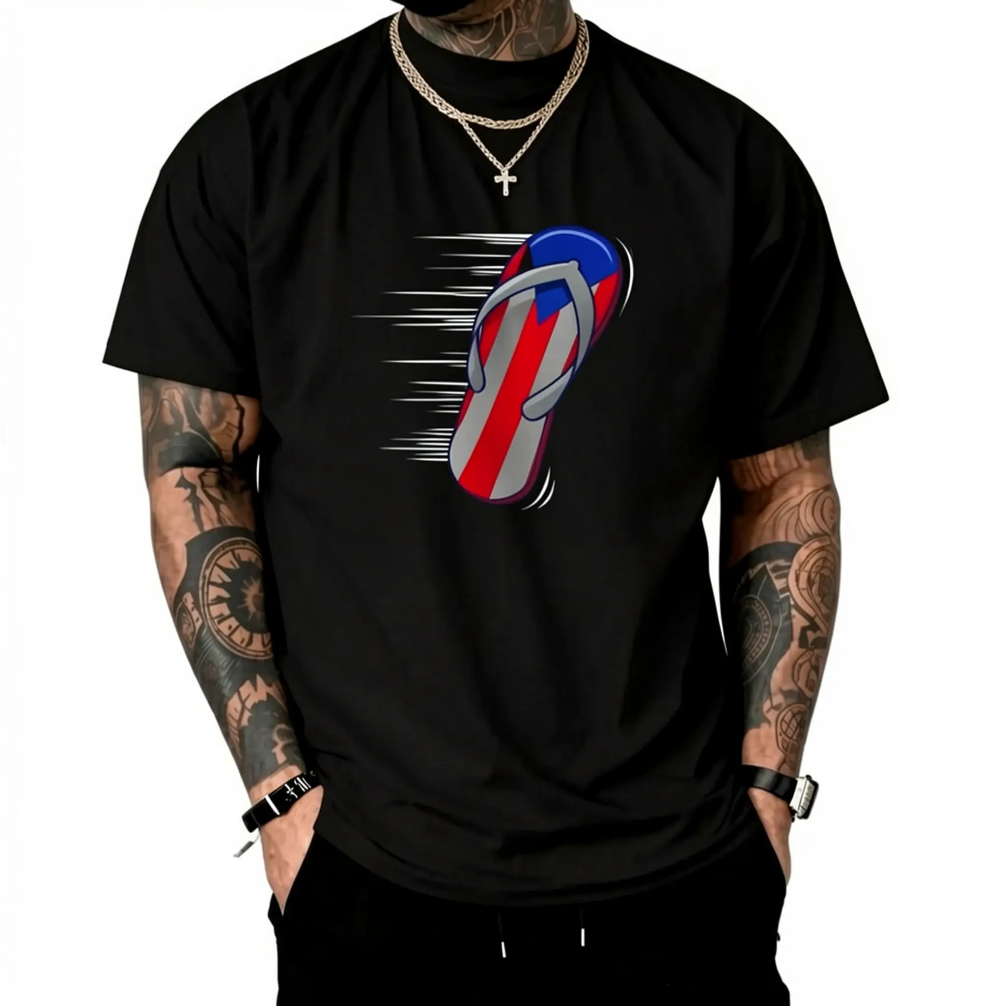 Chancla Survivor Graphic T-Shirt for Men, Funny Mexican Meme Short-Sleeve Tee in Soft Cotton, Casual All Seasons Top Made in USA, Tshirt