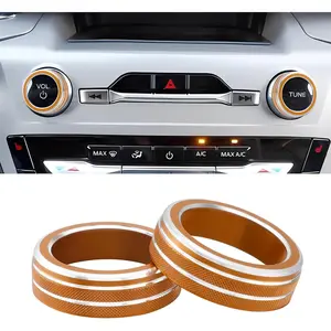 Car Accessories Fit for Ford Explorer 2025 2024 2023 2022 2021 2020 Volume Knob Covers Decal Adiuo Switch Button Trim Decor Stickers Interior Panels Parts Decoration Orange Aluminum Alloy 2Pcs