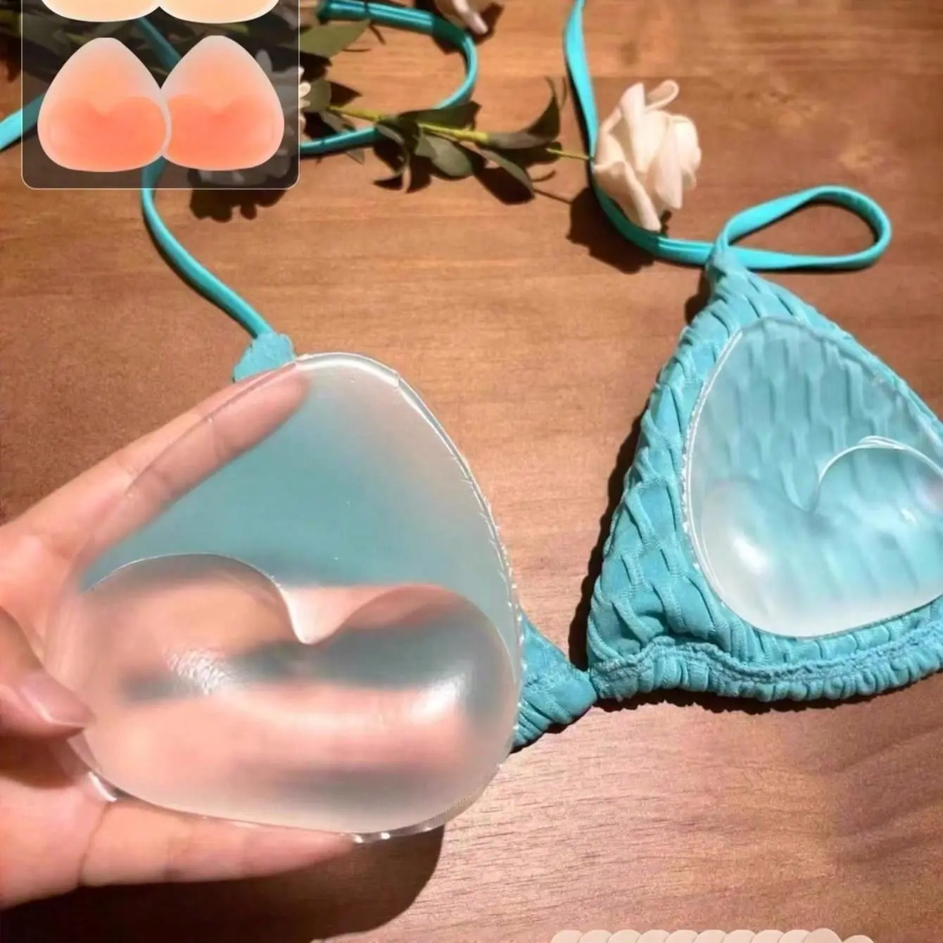 Reusable Silicone Bra Pads, Clear Invisible Lift Inserts for Swimsuits and Underwear, Soft Thick Pads for Natural Lift, Perfect for Bikinis and Dresses, Removable Bra Pads, Bra Padding