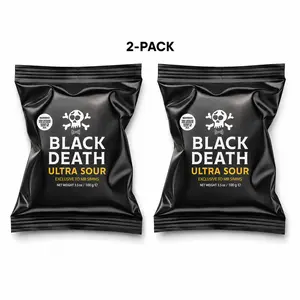 Mr Simms Black Death Ultra Sour 2-Pack Bundle | UK Imported Lemon Challenge Candy | Authorized Distributor Showcase USA | 2 x 3.5 oz