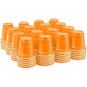 100ct 2oz. Mini Orange Shot Cups, Disposable and Small Size  for Party, Tastings, Sample and More