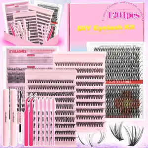 party gift mom GIFT Cluster Lash Extension Kit, Fluffy Individual Lashes with Glue, Tweezers & Remover